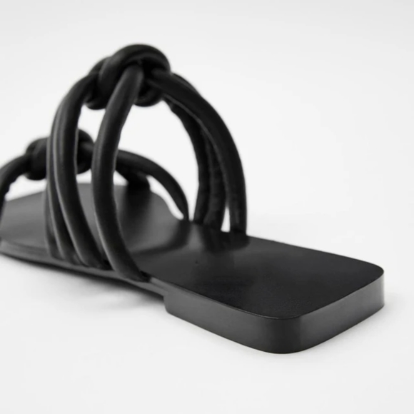 Zara Black Knot Leather Flat - Picture 3 of 6